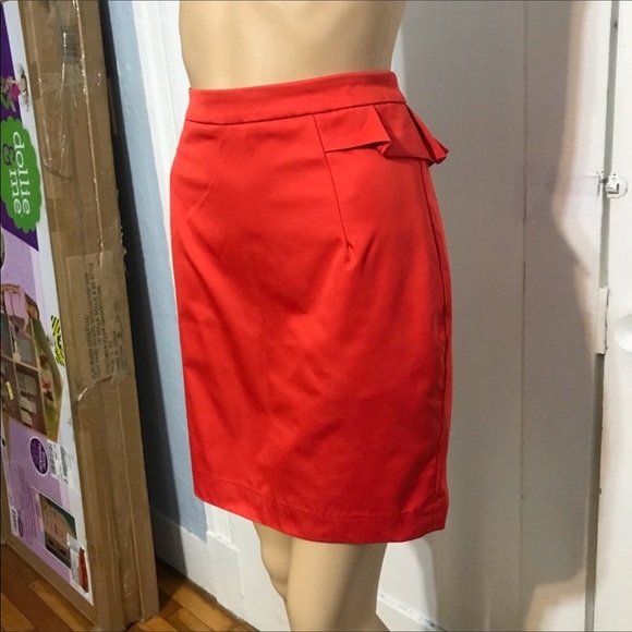 NEW H&M Peplum Ruffle Pencil Skirt Red 8 - Picture 3 of 4